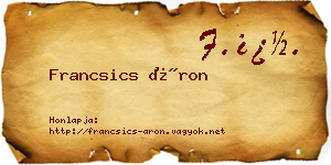 Francsics Áron névjegykártya